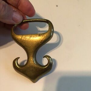 Vintage  70s Solid Brass Hippie Swirl Hook Paisley Duncan Laurie Belt Buckle